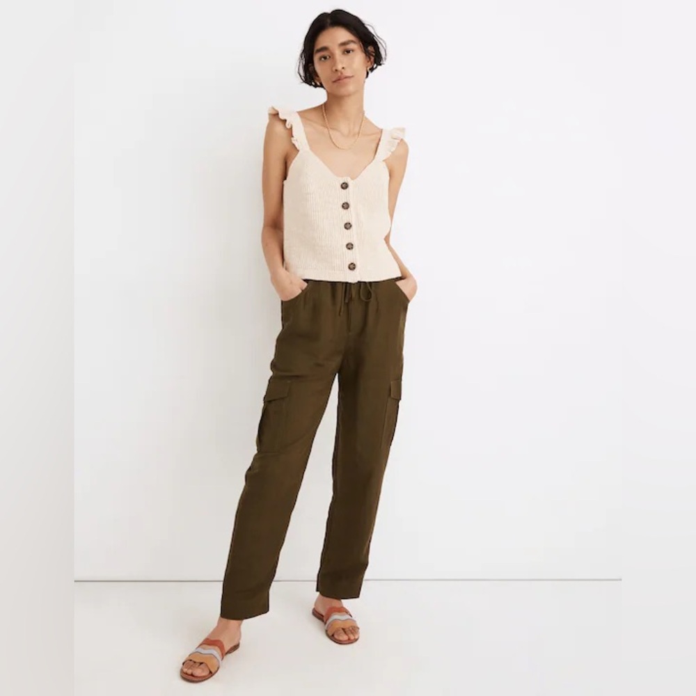 Madewell Ruffle-Strap Button-Front Sweater Tank NWT